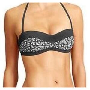 NWT Athleta Encinitas Strapless Bandeau Bikini Swim Top Large Black White Halter